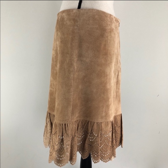 Anthropologie Elevenses Suede Cutout Hem Skirt 6 RODEO - Picture 3 of 5